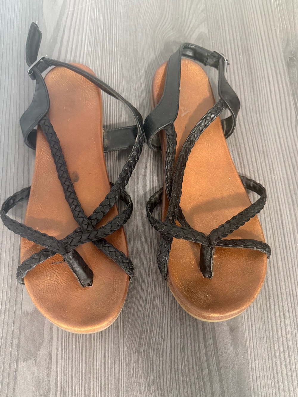 Women's Black Braided Strap Sandals